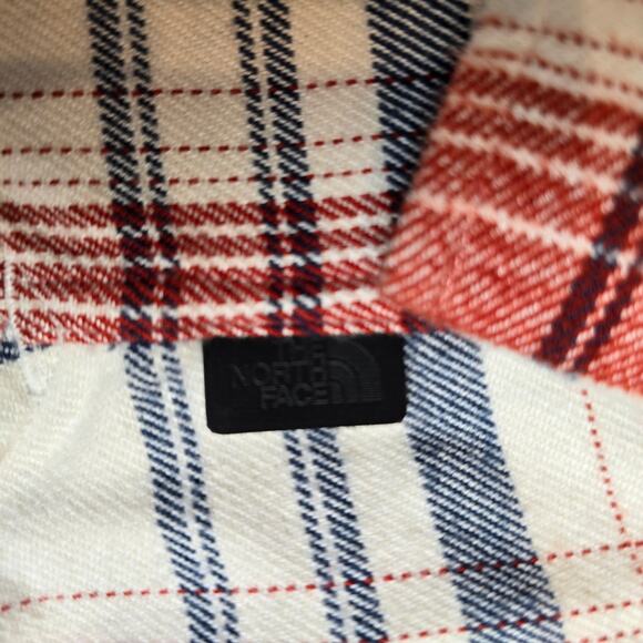 The North Face Flannel Shirt White Red Blue Plaid Pockets Cotton Men’s XXLARGE - Picture 3 of 8